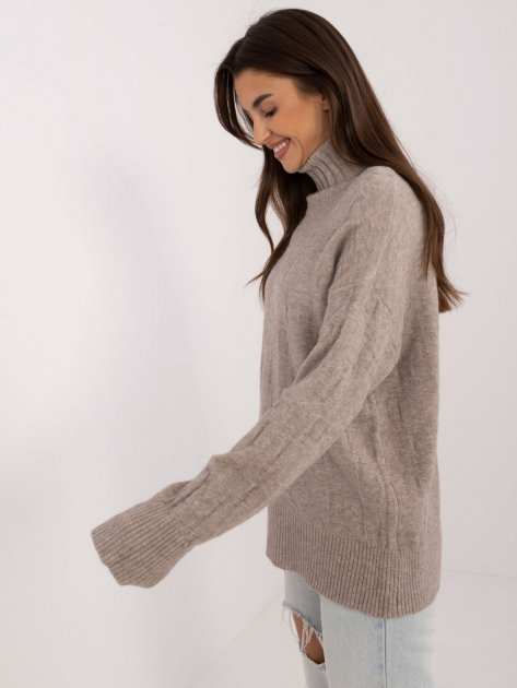 Sweter-AT-SW-2342-1.35-ciemny bezowy