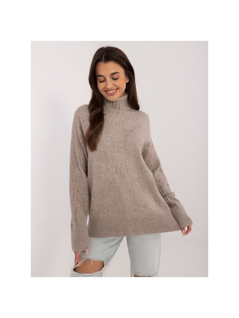 Sweter-AT-SW-2342-1.35-ciemny bezowy