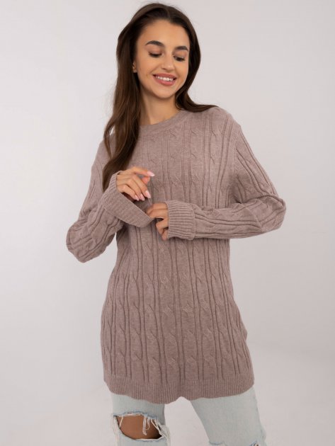 Sweter-AT-SW-2343.88-ciemny bezowy