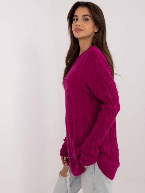 Sweter-AT-SW-2343.88-ciemny fioletowy