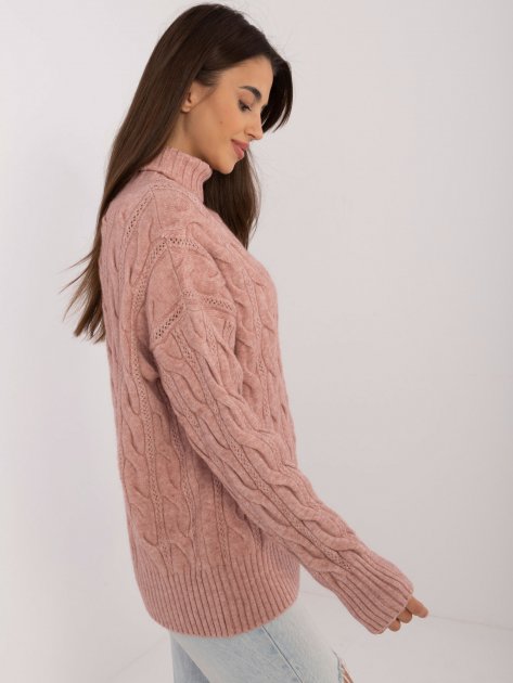 Sweter-AT-SW-23445.00-ciemny różowy