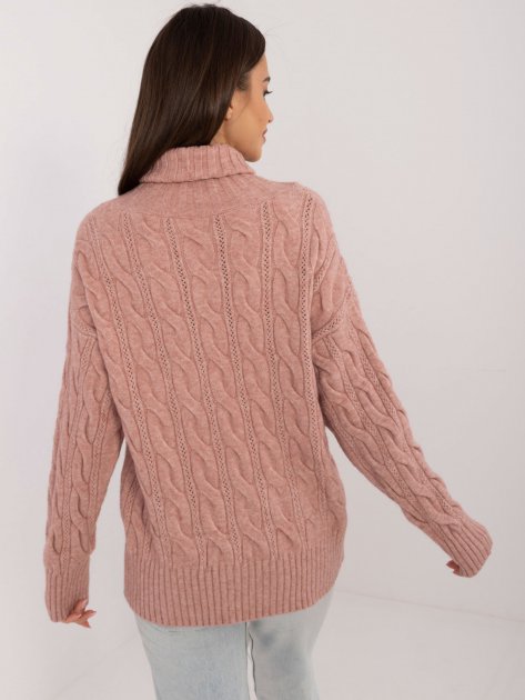 Sweter-AT-SW-23445.00-ciemny różowy