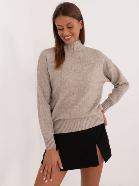 Sweter-AT-SW-2339.54-ciemny bezowy