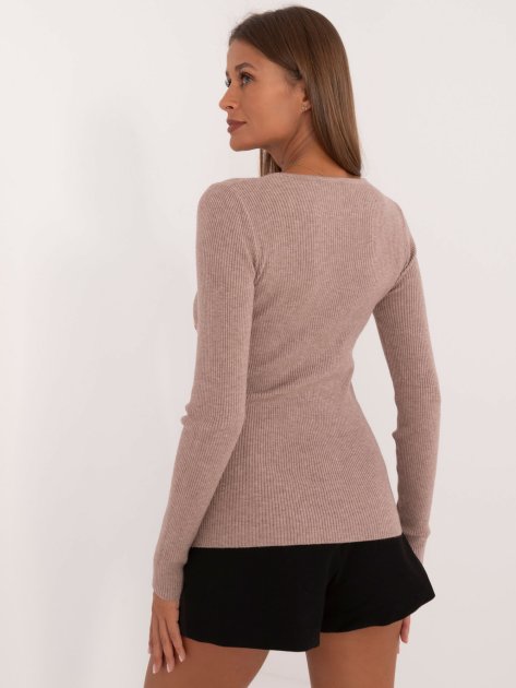 Sweter-AT-SW-2332-2.62-ciemny bezowy