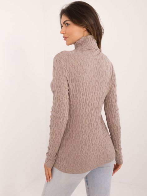 Sweter-AT-SW-2334-2.61-ciemny bezowy