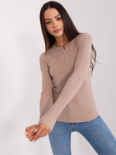 Sweter-PM-SW-Y-0078.87-ciemny bezowy