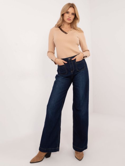 Spodnie jeans-D80016BD62456D283-granatowy